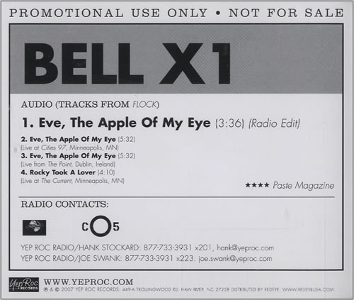 Bell X1 Eve, The Apple Of My Eye 7インチ Bell X1 Eve, The Apple Of My Eye 7インチ レコード